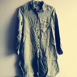 Olive Green button up Caridigan long shirt